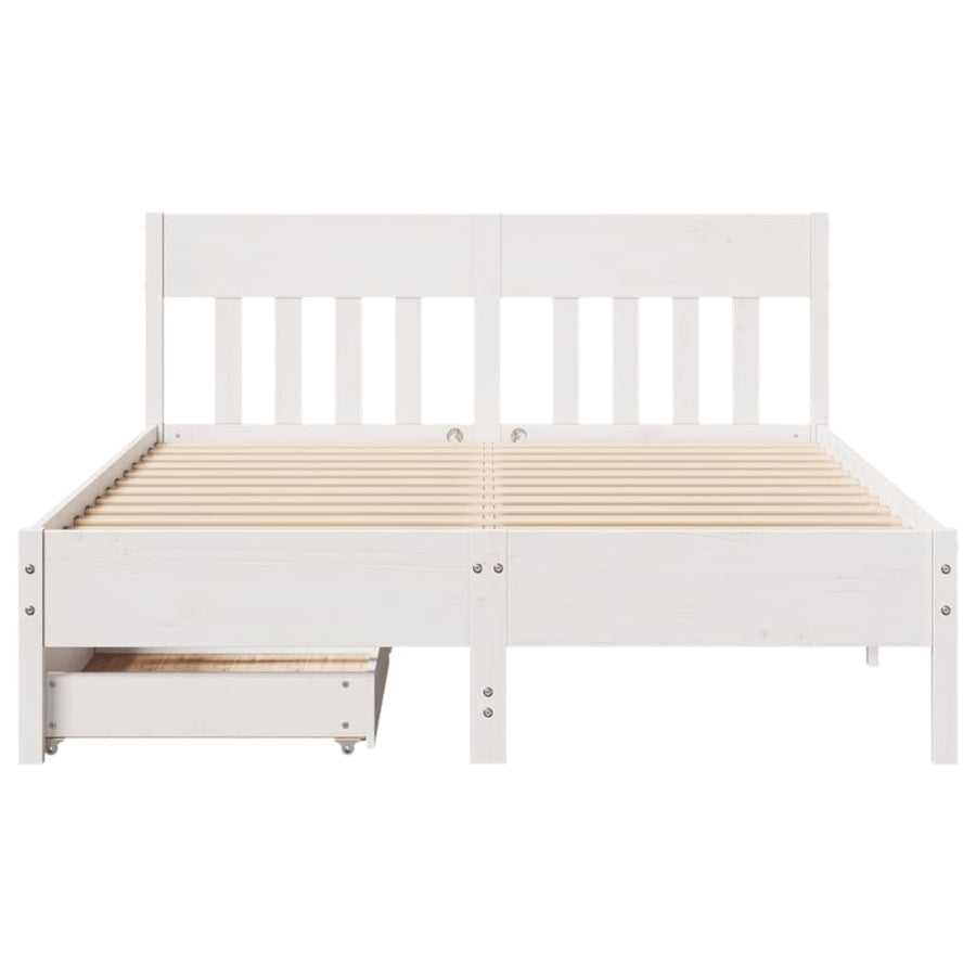 Bedframe zonder matras massief grenenhout wit 120x200 cm