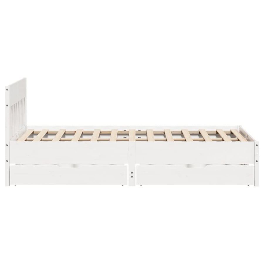 Bedframe zonder matras massief grenenhout wit 120x200 cm
