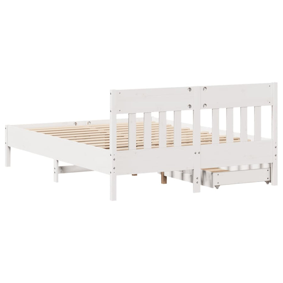 Bedframe zonder matras massief grenenhout wit 120x200 cm