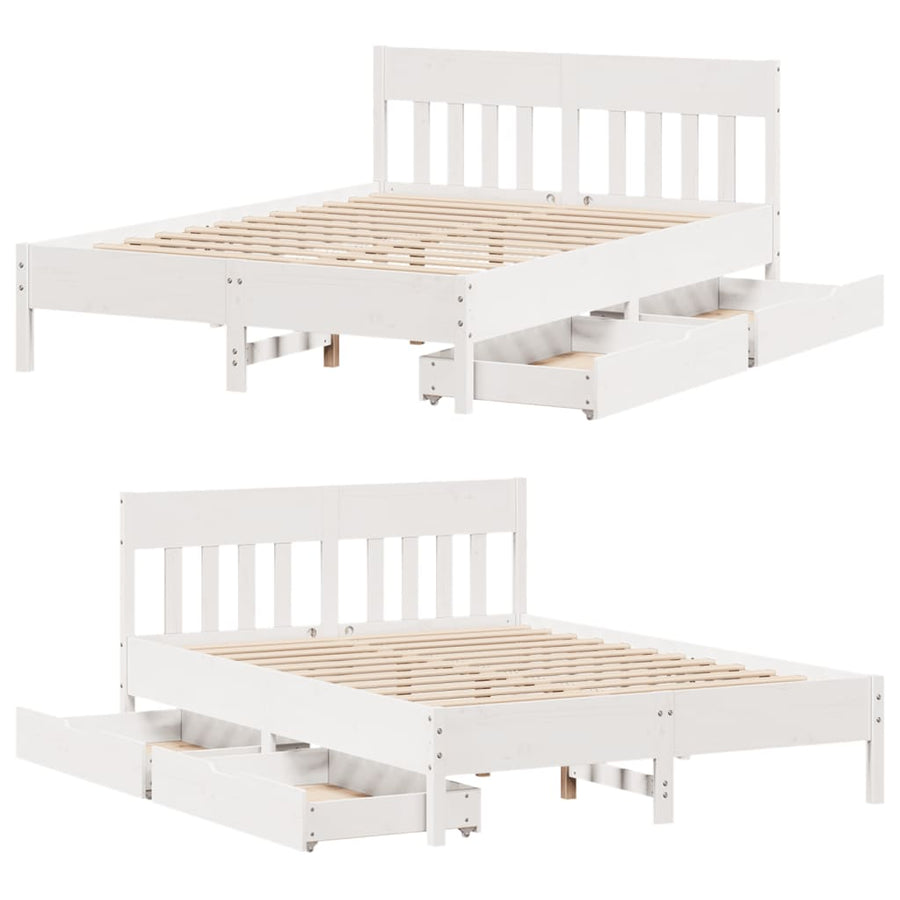 Bedframe zonder matras massief grenenhout wit 120x200 cm
