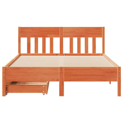 Bedframe zonder matras massief grenenhout wasbruin 120x200 cm