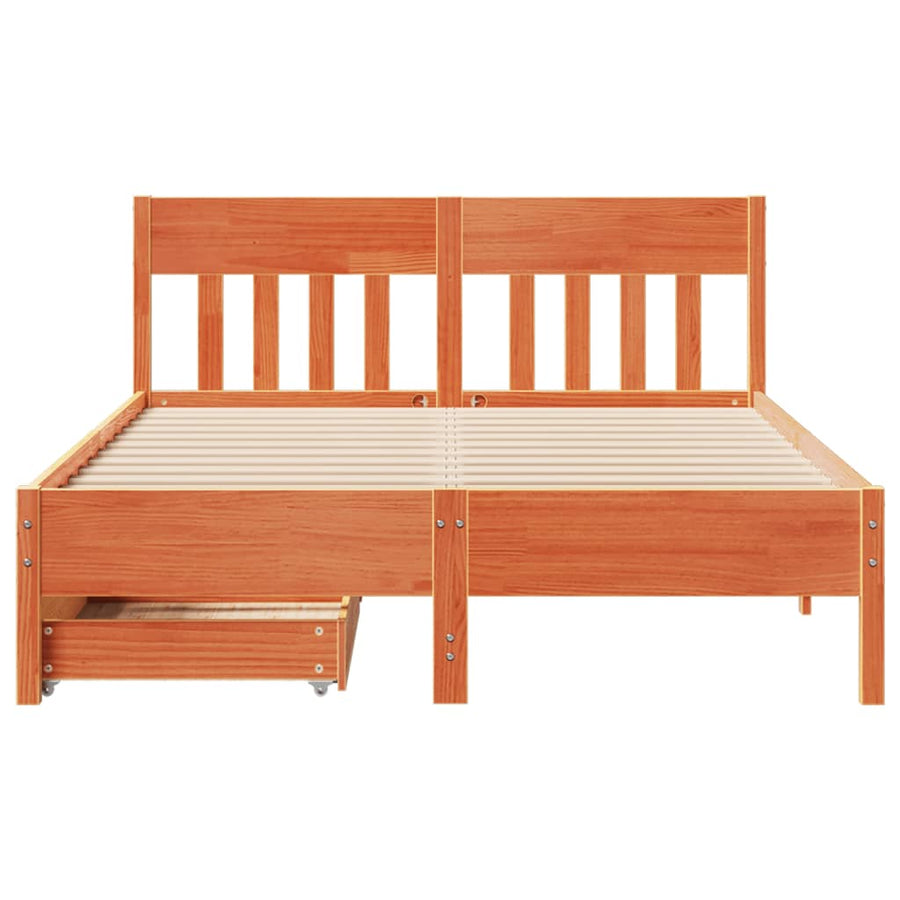 Bedframe zonder matras massief grenenhout wasbruin 120x200 cm