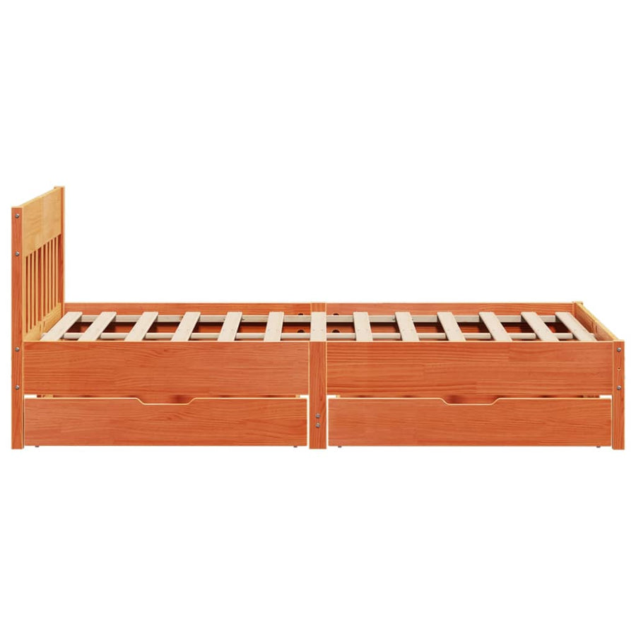 Bedframe zonder matras massief grenenhout wasbruin 120x200 cm