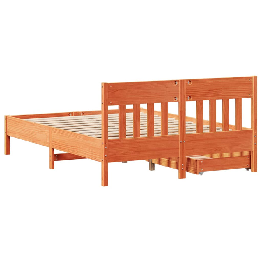 Bedframe zonder matras massief grenenhout wasbruin 120x200 cm
