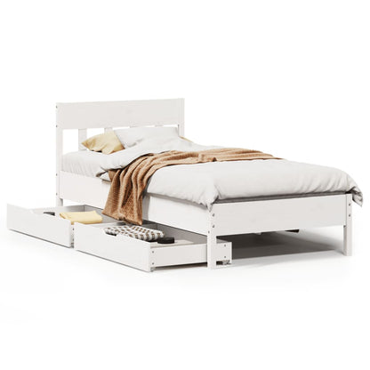 Bedframe zonder matras massief grenenhout wit 140x200 cm