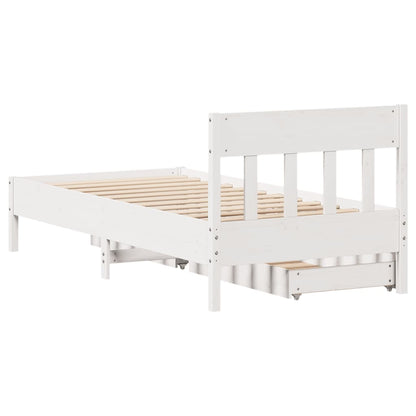 Bedframe zonder matras massief grenenhout wit 140x200 cm