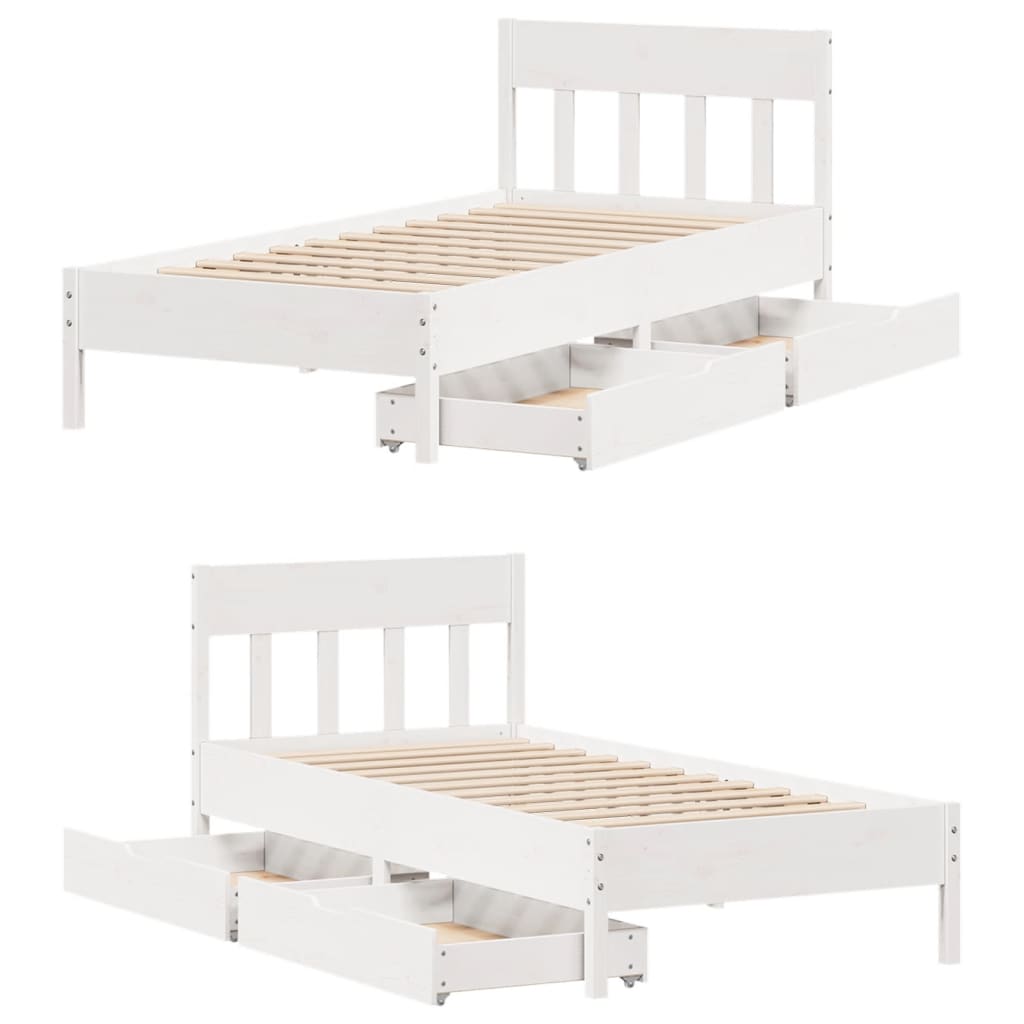 Bedframe zonder matras massief grenenhout wit 140x200 cm