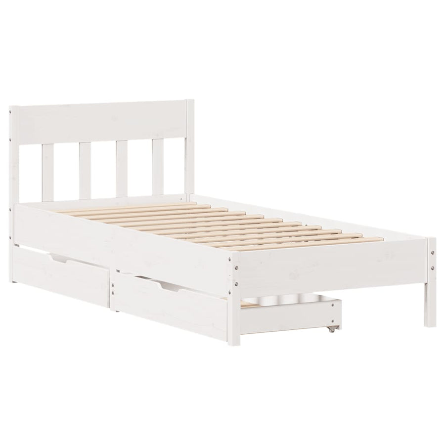 Bedframe zonder matras massief grenenhout wit 90x200 cm