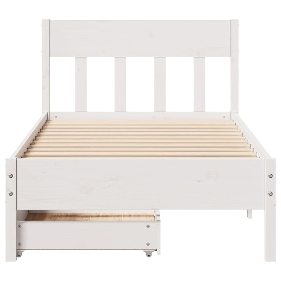Bedframe zonder matras massief grenenhout wit 90x200 cm