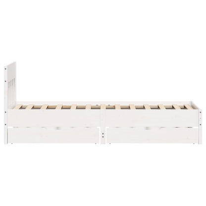 Bedframe zonder matras massief grenenhout wit 90x200 cm