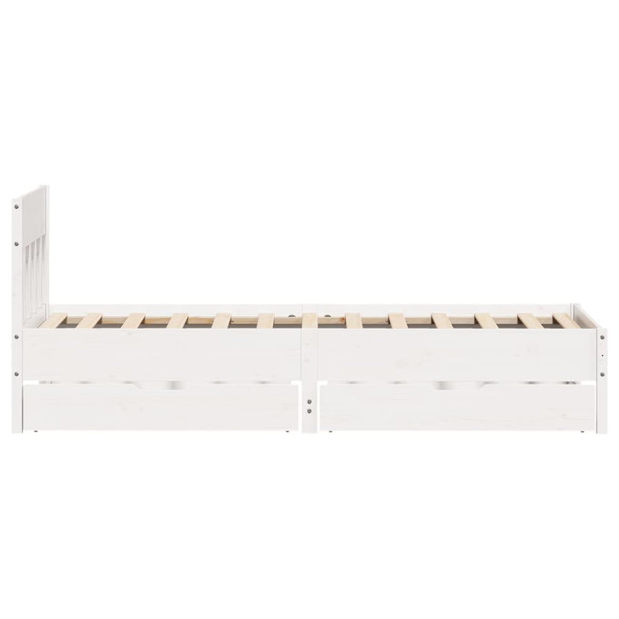 Bedframe zonder matras massief grenenhout wit 90x200 cm