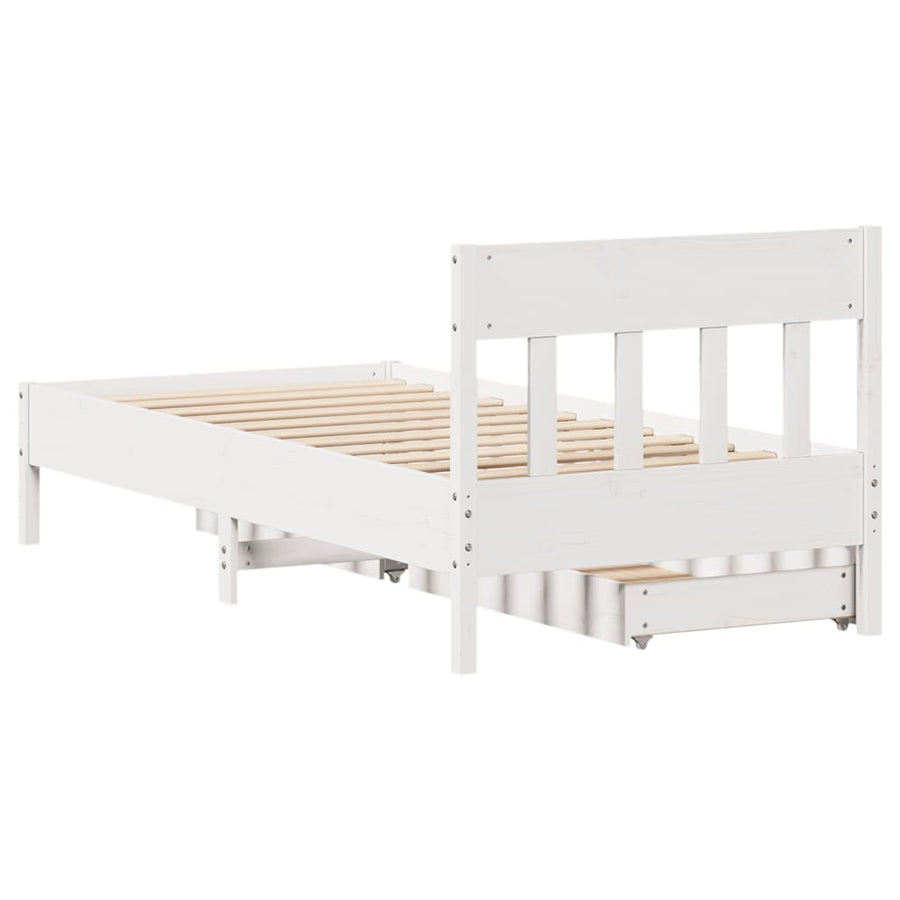 Bedframe zonder matras massief grenenhout wit 90x200 cm