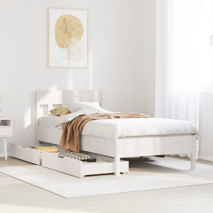 Bedframe zonder matras massief grenenhout wit 90x200 cm