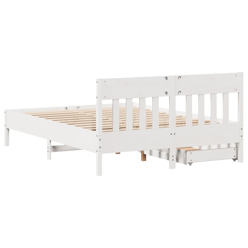 Bedframe zonder matras massief grenenhout wit 140x190 cm
