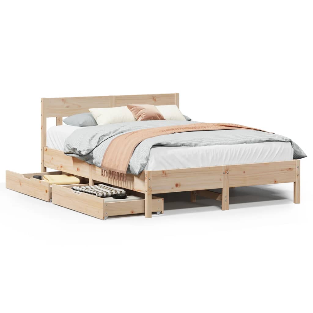 Bedframe zonder matras massief grenenhout 135x190 cm