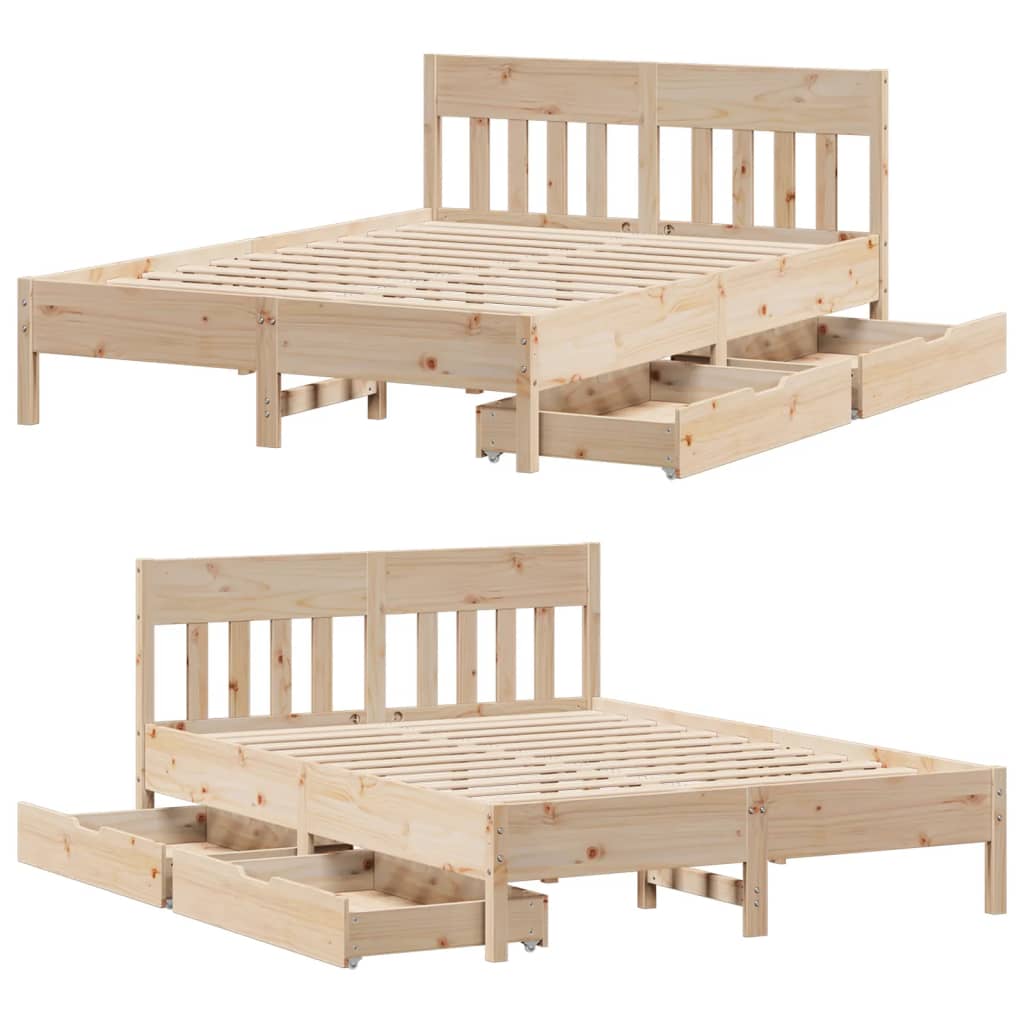 Bedframe zonder matras massief grenenhout 135x190 cm