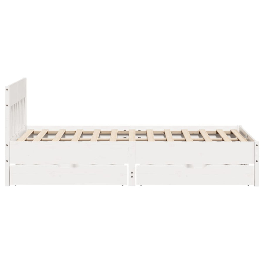 Bedframe zonder matras massief grenenhout wit 135x190 cm