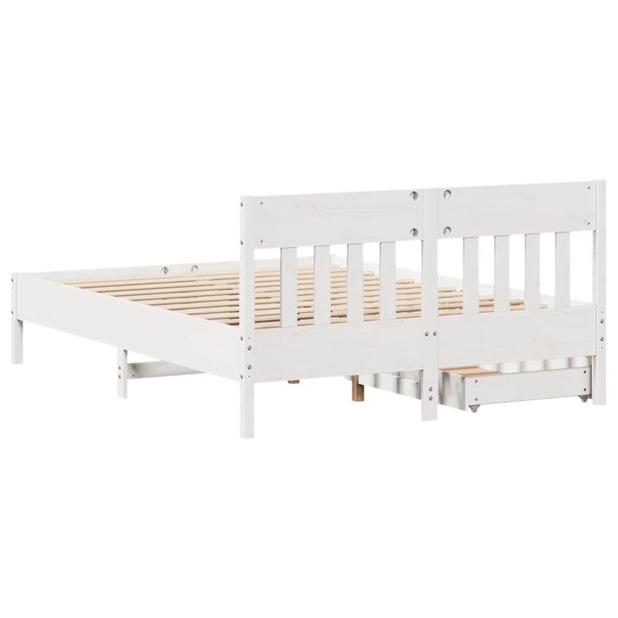 Bedframe zonder matras massief grenenhout wit 135x190 cm
