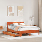 Bed frame without mattress solid pine wax brown 135x190 cm