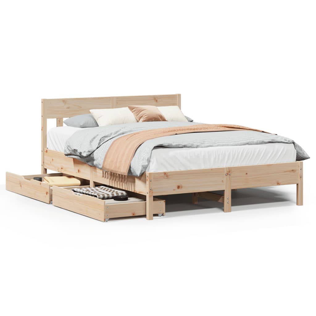 Bedframe zonder matras massief grenenhout 120x190 cm