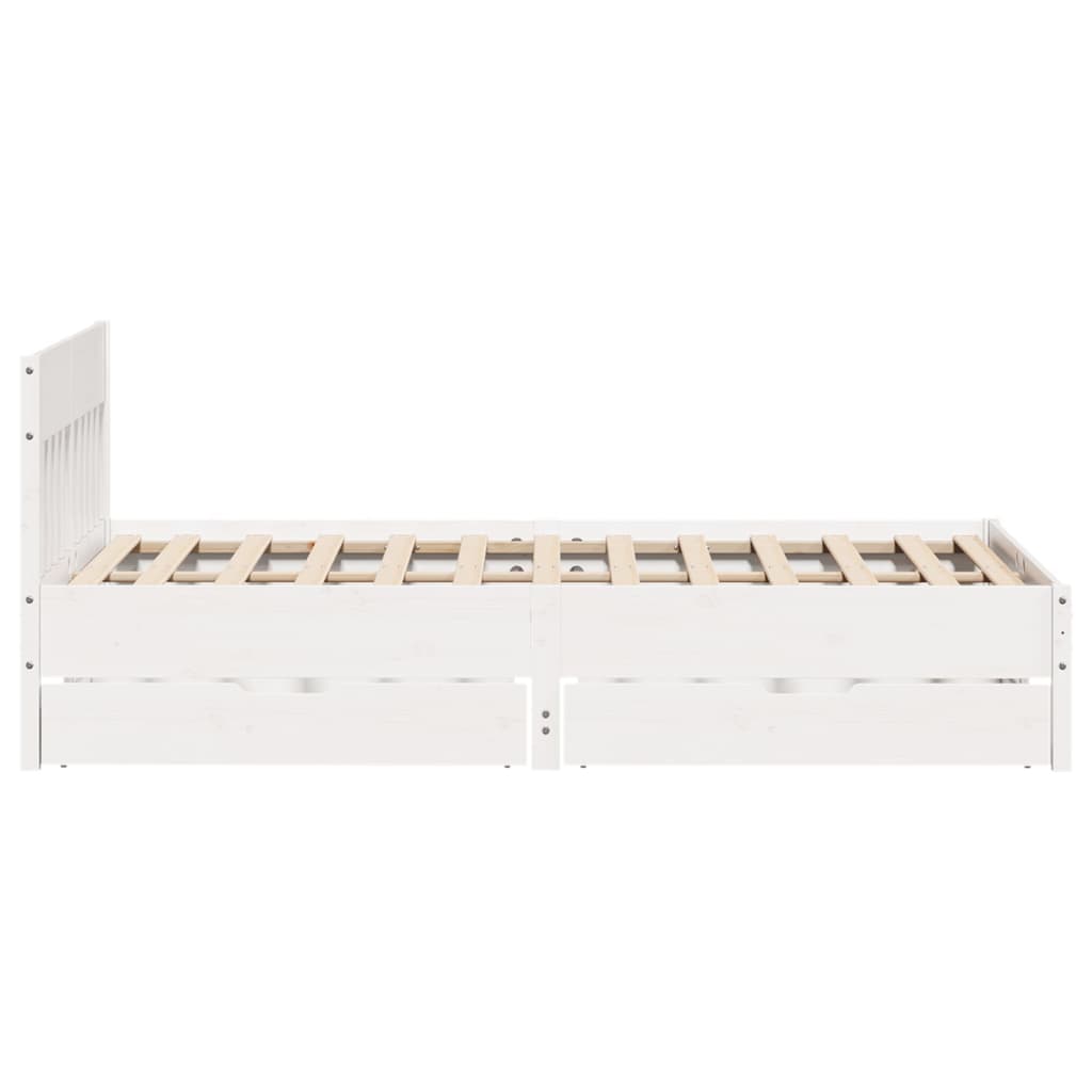 Bedframe zonder matras massief grenenhout wit 120x190 cm