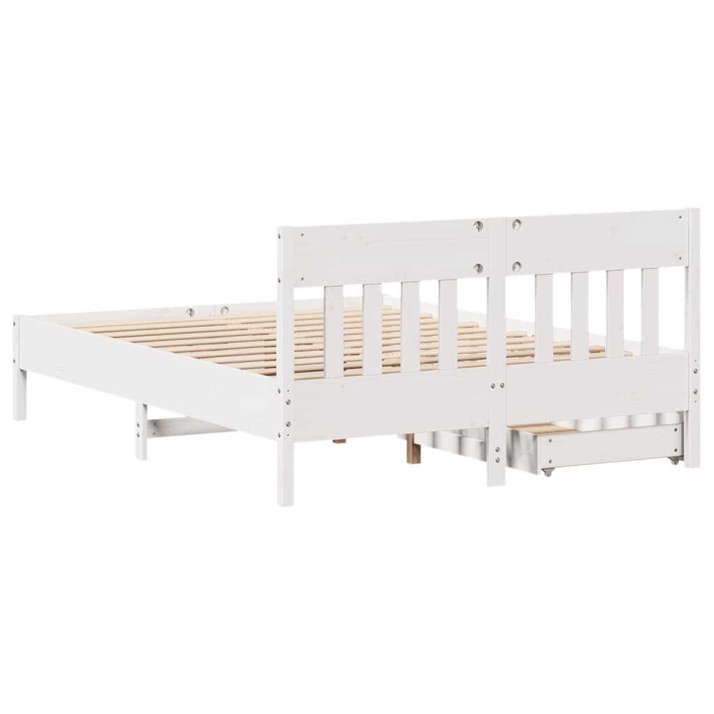 Bedframe zonder matras massief grenenhout wit 120x190 cm