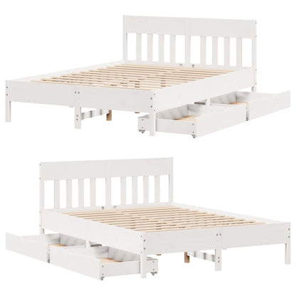 Bedframe zonder matras massief grenenhout wit 120x190 cm