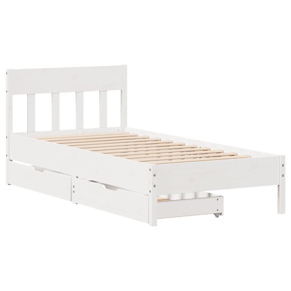Bedframe zonder matras massief grenenhout wit 90x190 cm