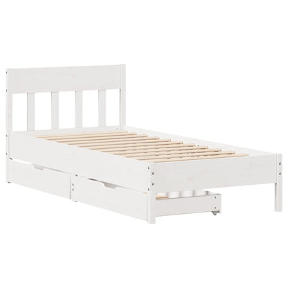 Bedframe zonder matras massief grenenhout wit 90x190 cm
