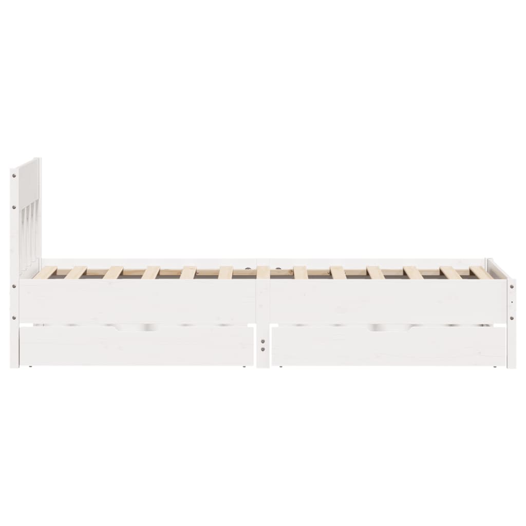 Bedframe zonder matras massief grenenhout wit 90x190 cm