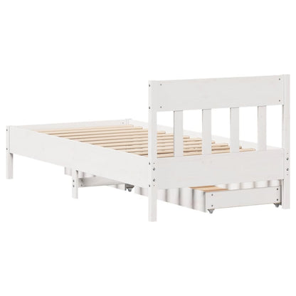Bedframe zonder matras massief grenenhout wit 90x190 cm