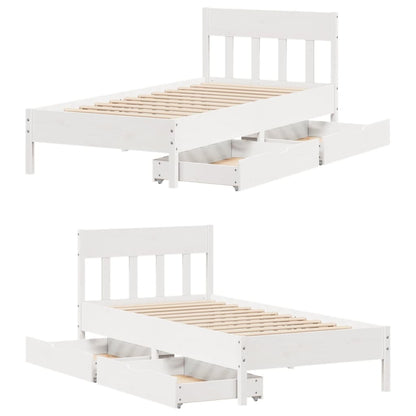 Bedframe zonder matras massief grenenhout wit 90x190 cm