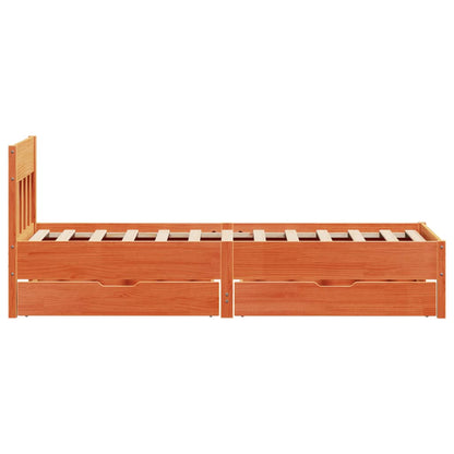 Bedframe zonder matras massief grenenhout wasbruin 90x190 cm