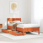 Bed frame without mattress solid pine wax brown 90x190 cm