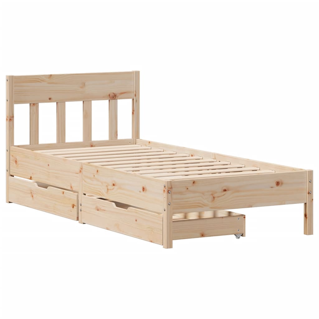 Bedframe zonder matras massief grenenhout 75x190 cm