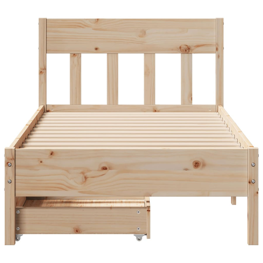 Bedframe zonder matras massief grenenhout 75x190 cm