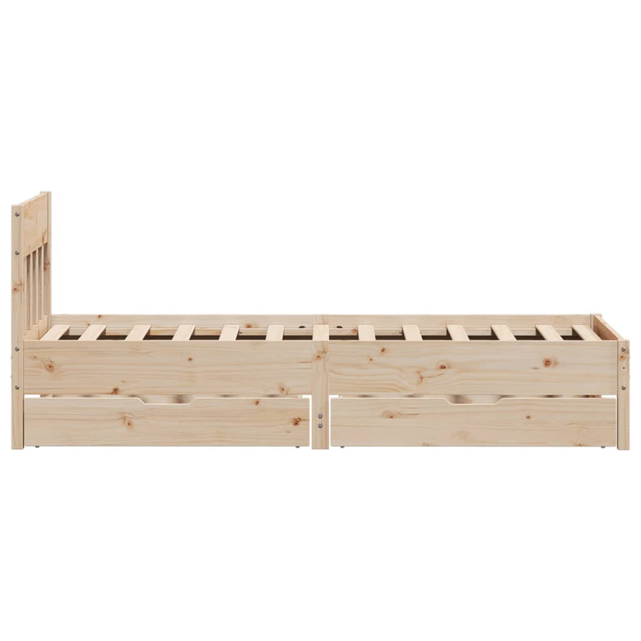 Bedframe zonder matras massief grenenhout 75x190 cm
