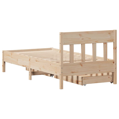 Bedframe zonder matras massief grenenhout 75x190 cm
