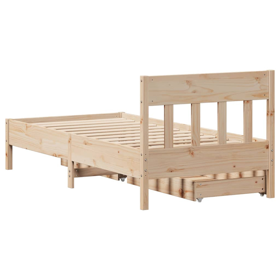 Bedframe zonder matras massief grenenhout 75x190 cm