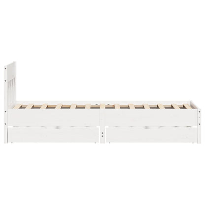 Bedframe zonder matras massief grenenhout wit 75x190 cm