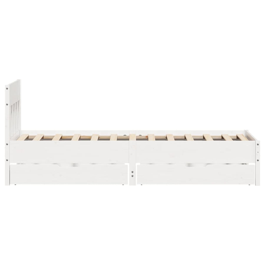 Bedframe zonder matras massief grenenhout wit 75x190 cm