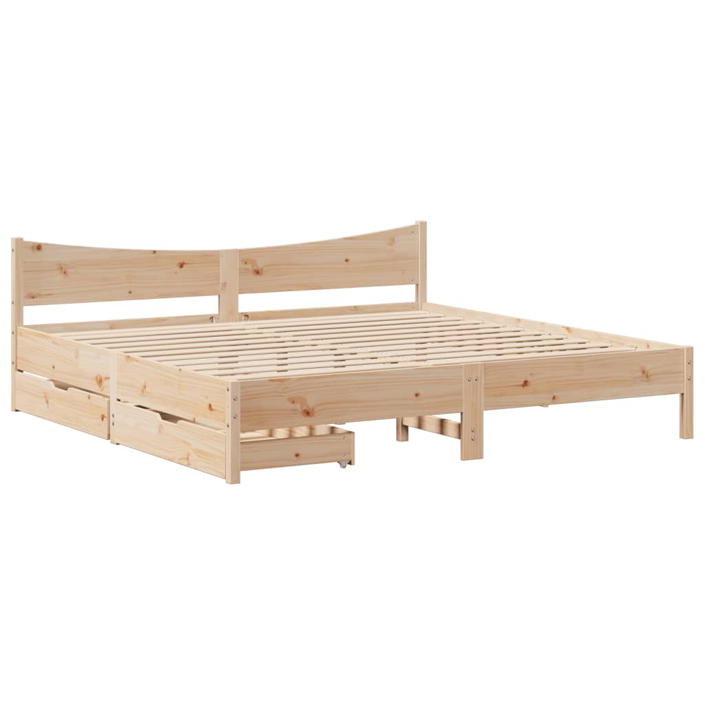 Bedframe met lades massief grenenhout 200x200 cm