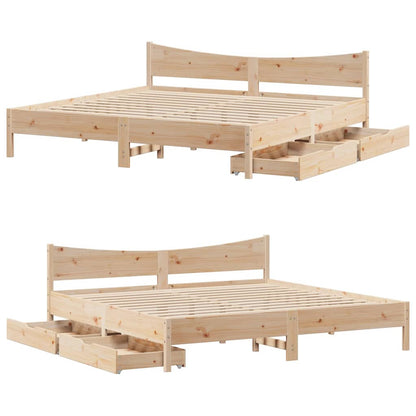 Bedframe met lades massief grenenhout 200x200 cm