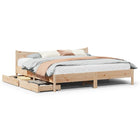 Bed frame with drawers solid pine wood 200x200 cm