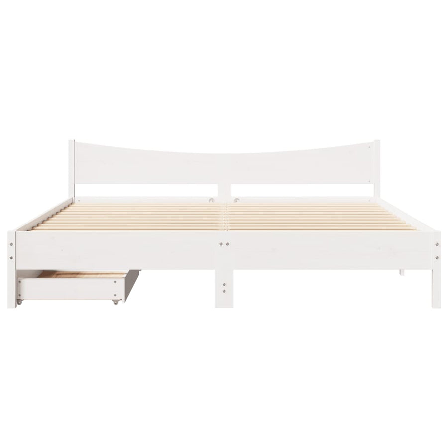 Bedframe met lades massief grenenhout wit 200x200 cm