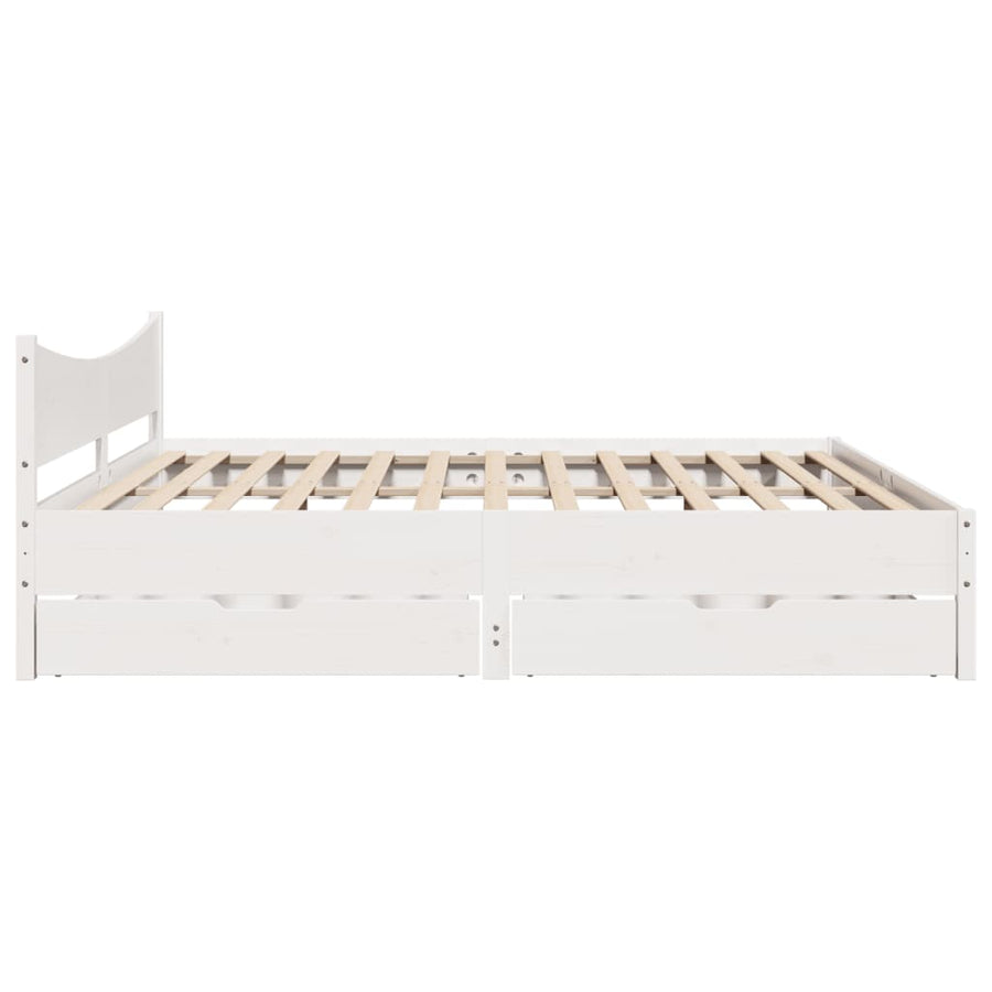 Bedframe met lades massief grenenhout wit 200x200 cm