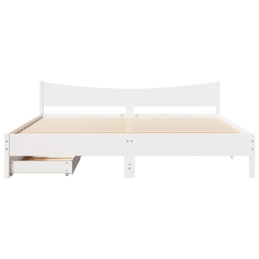 Bedframe met lades massief grenenhout wit 180x200 cm