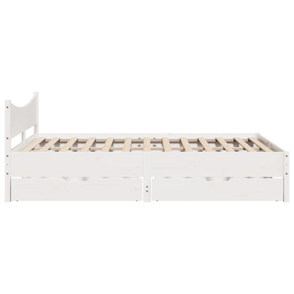Bedframe met lades massief grenenhout wit 160x200 cm