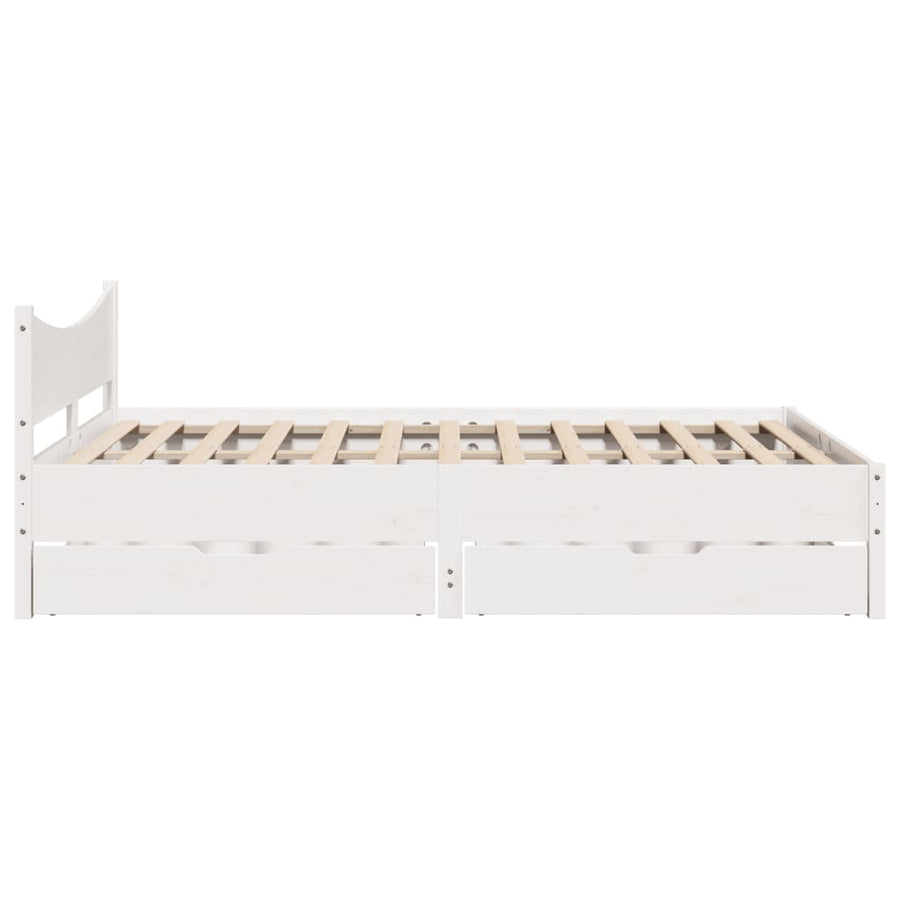 Bedframe met lades massief grenenhout wit 160x200 cm