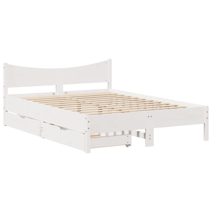 Bedframe met lades massief grenenhout wit 150x200 cm